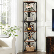 Hoek boekenkast Livantus - 6 Lagen - Hoekkast - Bruin - Hoekrek - Voor Woonkamer, Slaapkamer of Kantoor