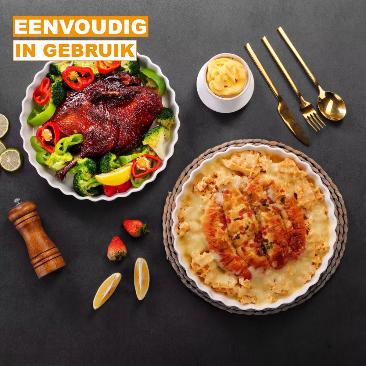 Ventina Ovenschaal Exclusiva - 1 delig - Wit - 1200ML - Servies - Diepe borden - Ontbijtborden - Bordenset