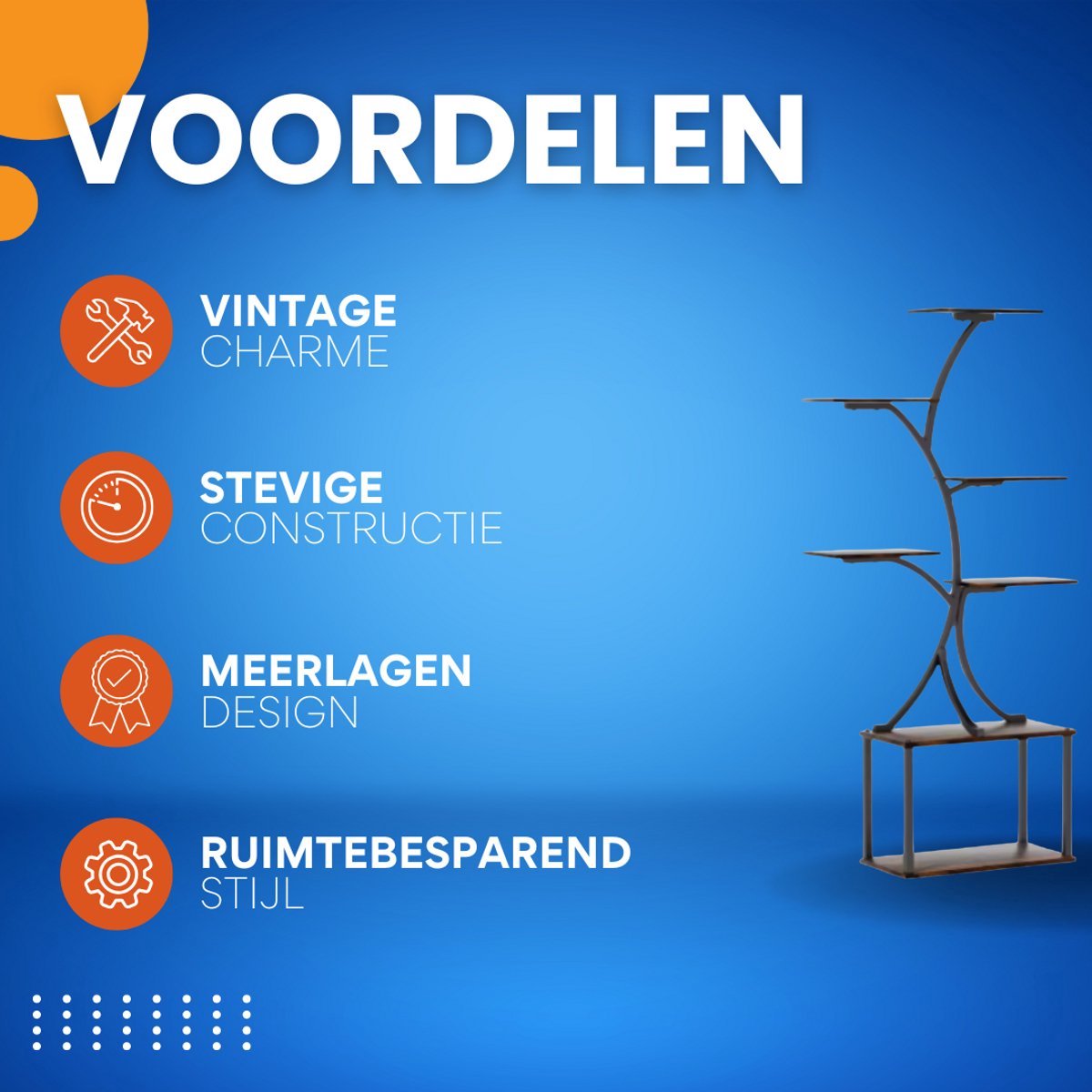 Plantenstandaard Opulence - Deluxe - 151cm - Plantenrek - Plantentafel - Voor binnen & buitengebruik - Bloempothouder - Metaal en hout