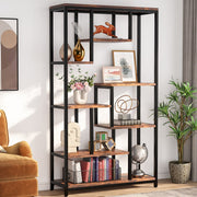 Boekenkast Quinoro - 8 Lagen - Boekenrek Opbergrek - Stellingkast Metaal - Geschikt voor Woonkamer, Kantoor of Slaapkamer - Bruin - 30 cm (D) × 100 cm (B) × 200 cm (H)