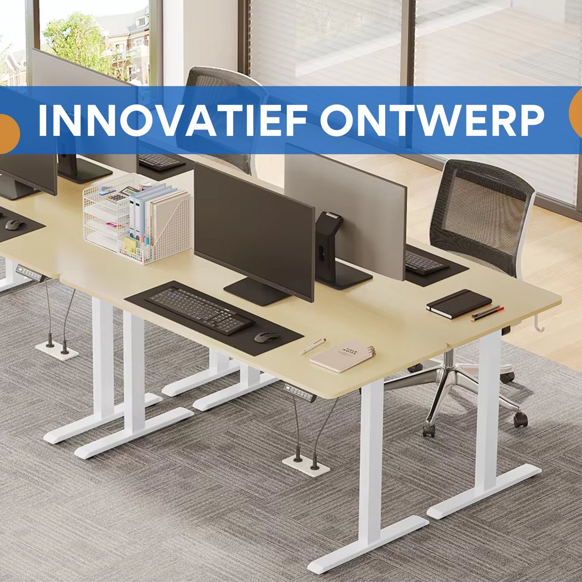 Elektrisch Sta-Bureau - Voor Thuis of Kantoor - In Hoogte Verstelbaar Ergonomisch Computerbureau met USB-Oplaadpoort en Geheugenfunctie - Color: 140x60cm Oak