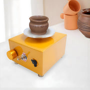 Mini pottenbakkersschijf - Draaischijf - Pottenbakken - Voor keramiek en klei - Elektrisch - Geel