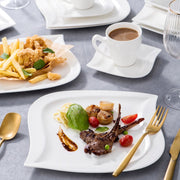 Empress Serviesset – Dinerborden – 12 persoons – 60 delig – Wit Keramisch – Kleine Borden – Uniek servies