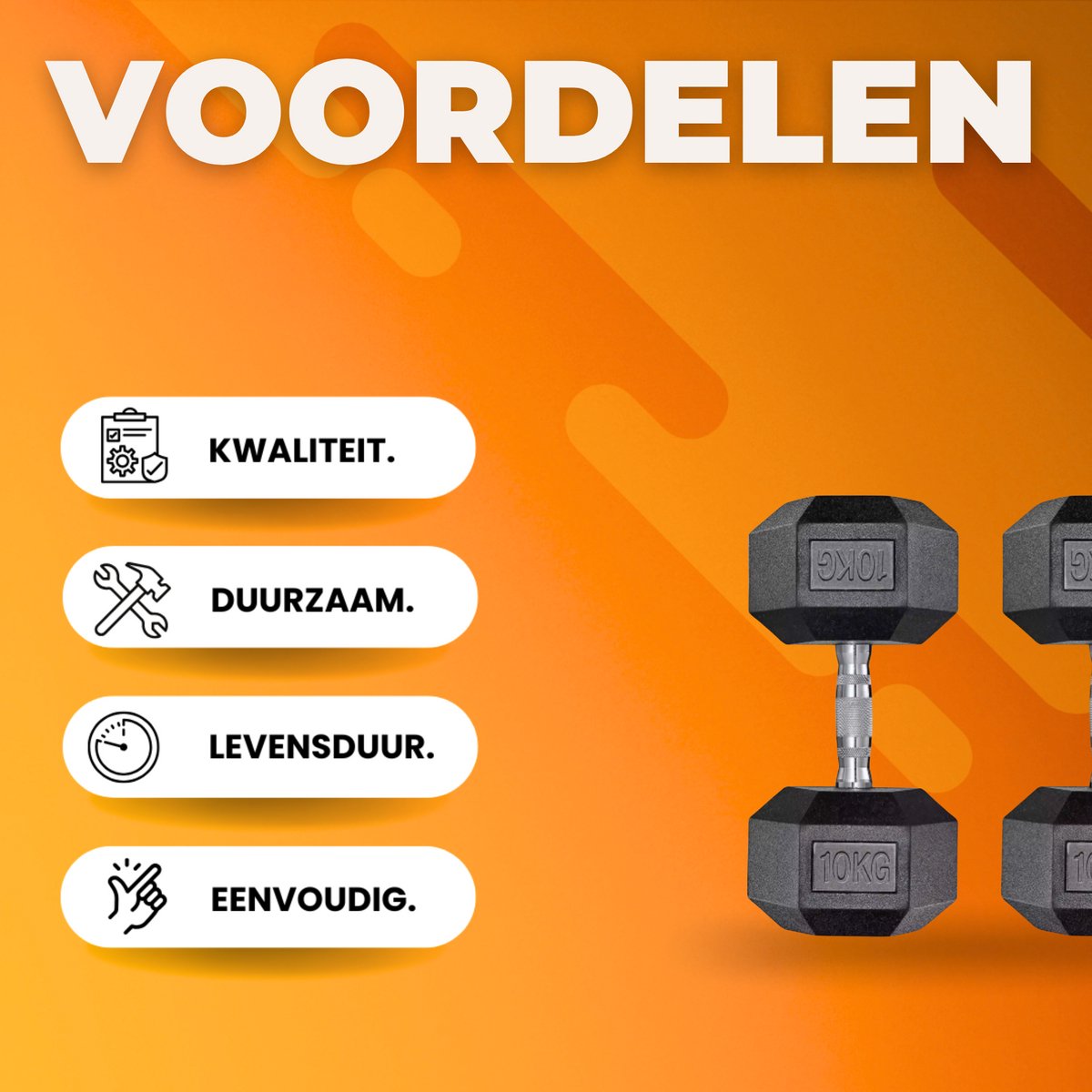 Halterset - Gewichten - Halters - Voor Krachttraining & Thuisfitness - Compacte Stalen Dumbbells van 10 kg - Set van 2