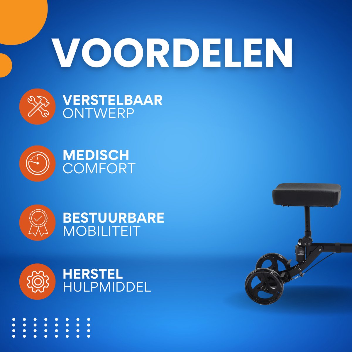 Knie step - Knie steun - Revalidatie fiets - Bestuurbaar en Verstelbaar - Zwart