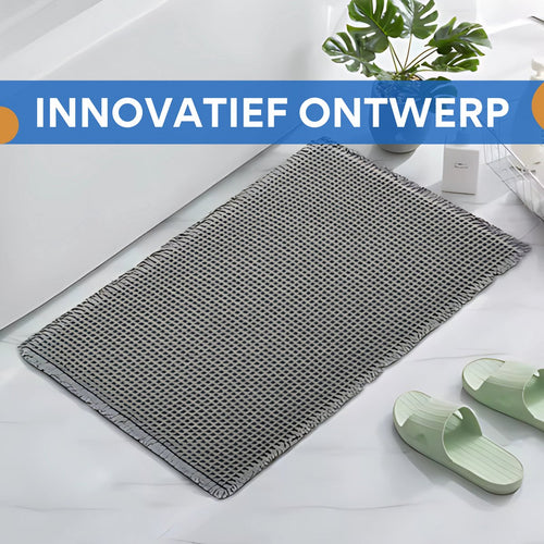 Badmat voor badkamer - Douchemat - Grijs - 50x80cm - Absorberend & antislip - Boho stijl