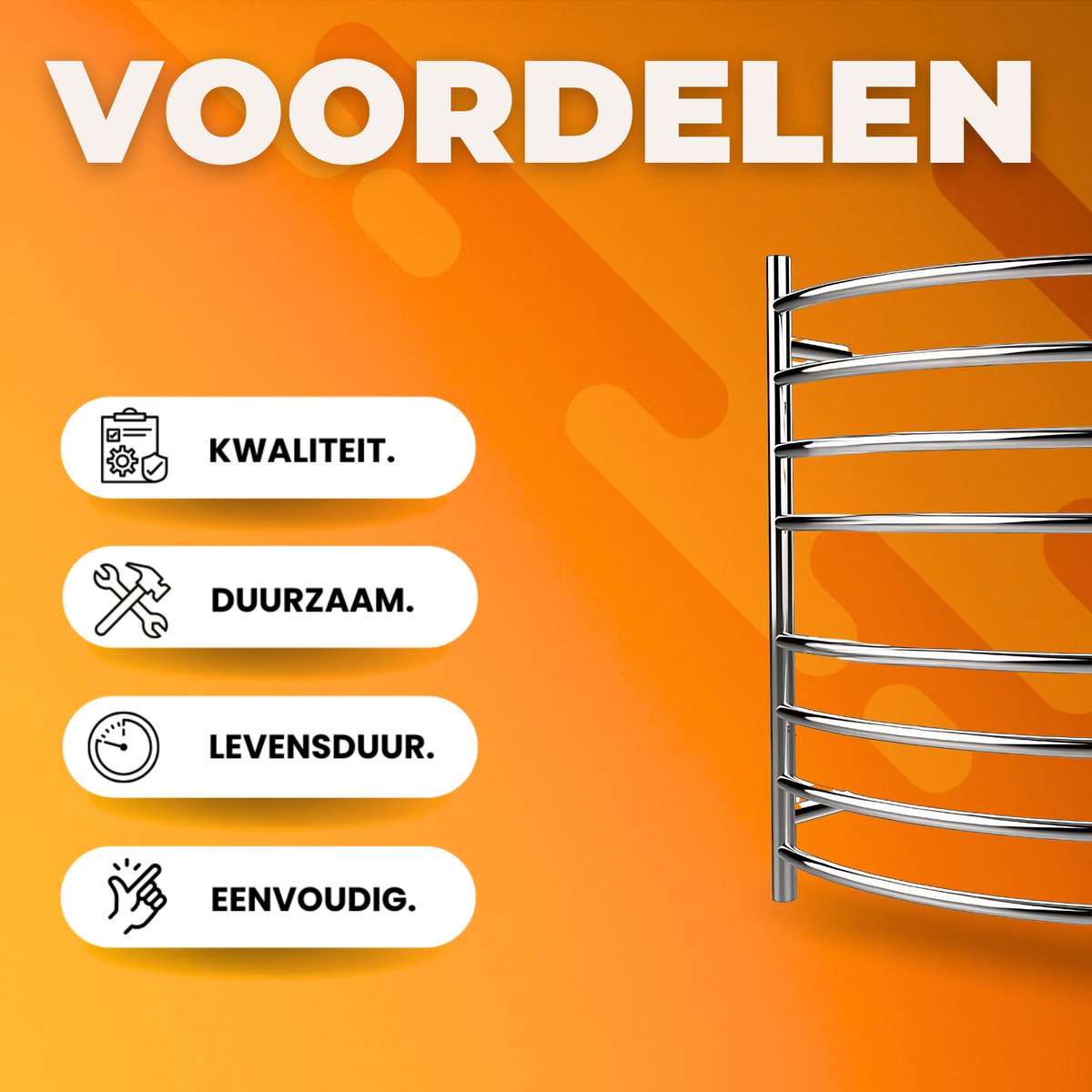 Elektrisch handdoekrek - Badkamer - Radiator - Droogrek - 125W - 8 Staven - Handdoekverwarmer - 5KG Max