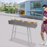 BBQ-grill - Voor camping - Draagbare, opvouwbare houtskoolgrill - Grijs - 100*18*13cm