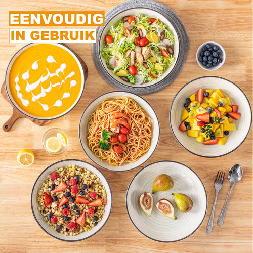 Aurora Serviesset Celestia - 6 delig - 4 persoons - Beige - Dinerborden - Bordenset - Diepe borden - Ontbijtborden - Servies - Keukenservies