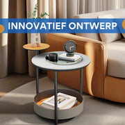 Bijzettafel Luxios - Bijzettafeltjes voor woonkamer of slaapkamer - Zadelleren Planken - Wachtruimte - Uniek Accent