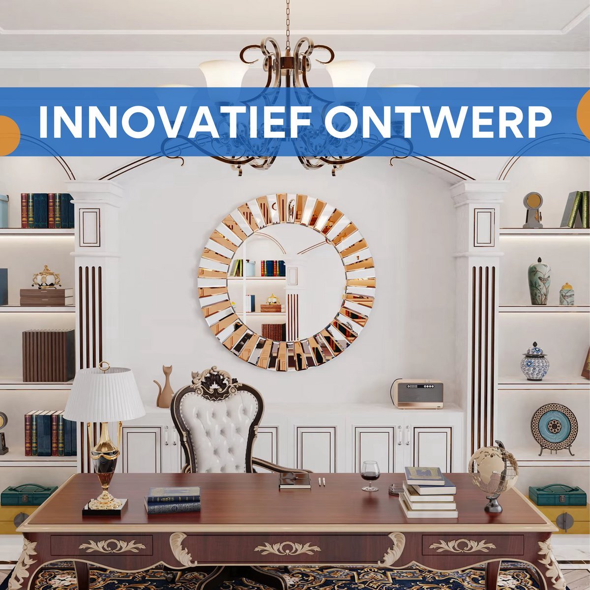 Opulence Elegante Spiegel - Ronde wandspiegel - 80cm - Zonder verlichting - Woonkamer