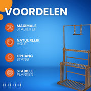 Velano Houten plantenstandaard - 3 lagen - Bloemenrek - Bonsai plantenrek - Voor binnen & buitengebruik