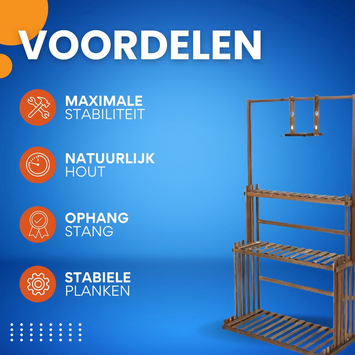 Velano Houten plantenstandaard - 3 lagen - Bloemenrek - Bonsai plantenrek - Voor binnen & buitengebruik