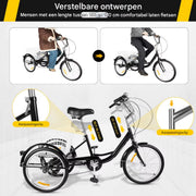 Driewieler Lissabon - 8 versnellingen - Fiets voor volwassenen en senioren - 20 Inch - Opvouwbare Trike - Met mand - Voorrem - Zwart