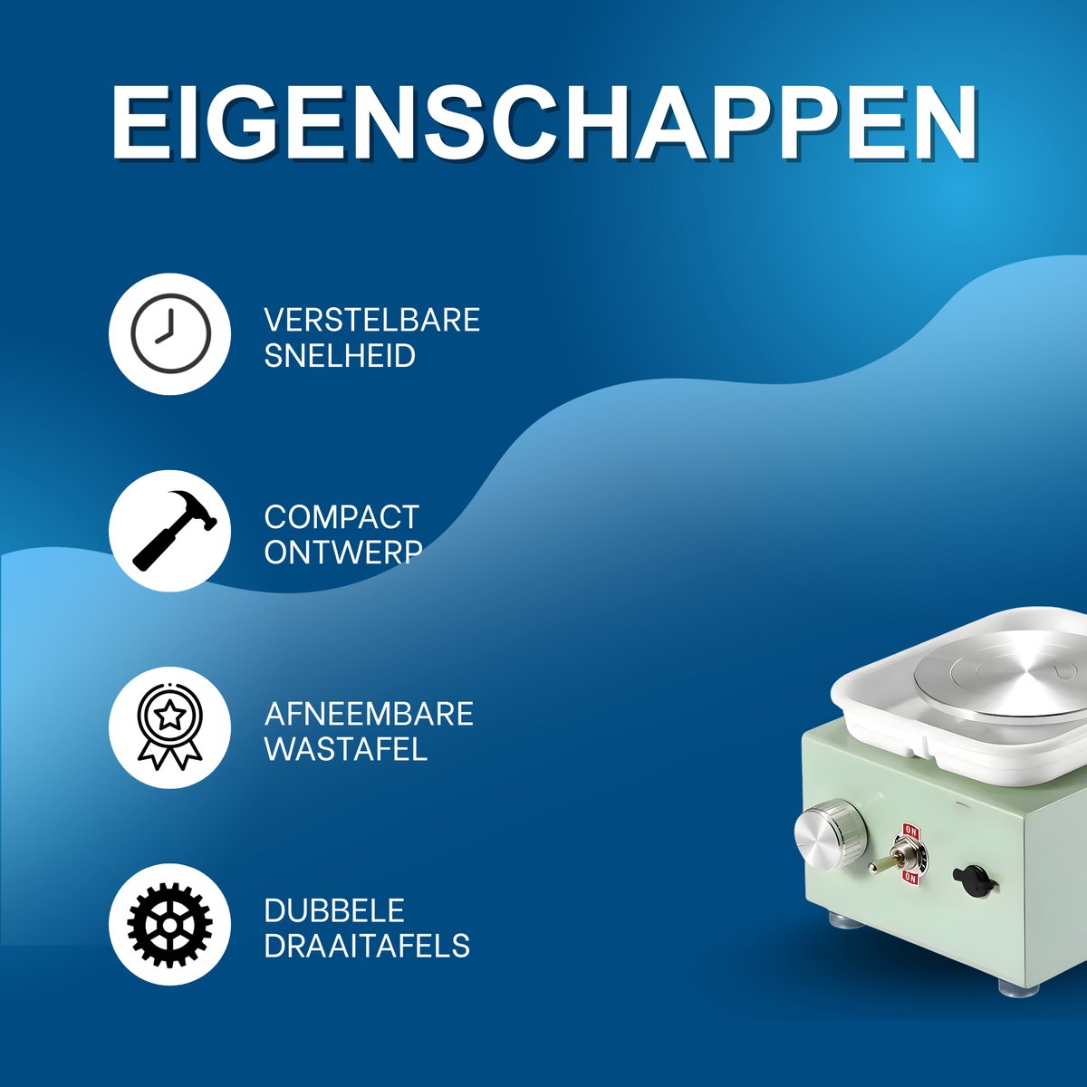 Elektrisch Mini Aardewerkdraaiwiel – Draaischijf - Pottenbakkersschijf - Voor Thuis & DIY – Groen