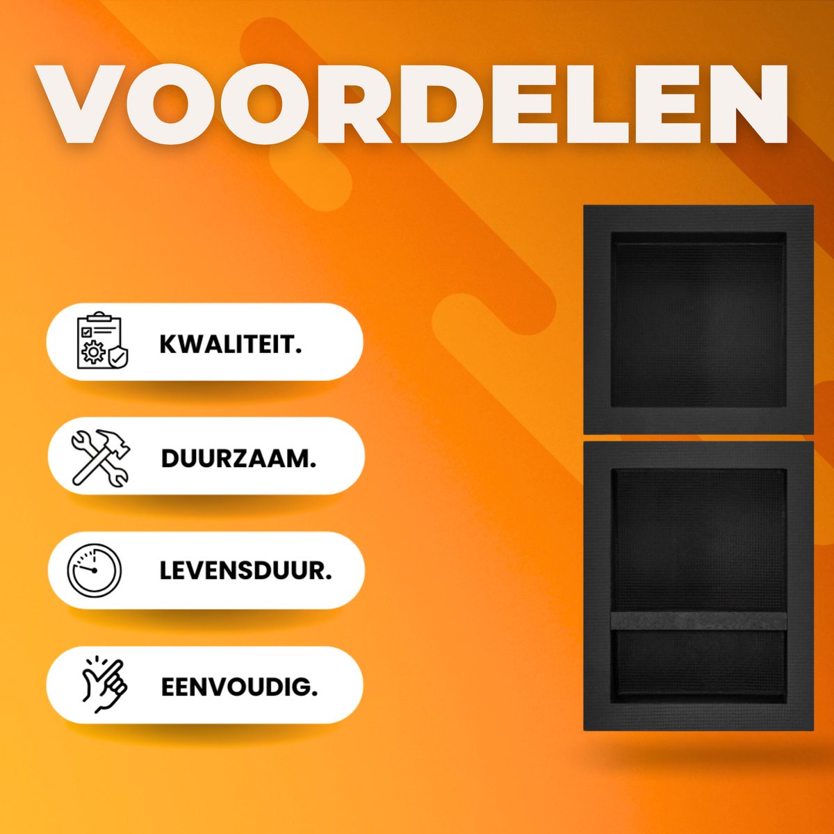 Wandnis Deluxe - Douchenis - Douchebak - Nis - Nismontage - 10x40x101 cm - Betegelbaar en Waterdicht - Voor Badkamer/Slaapkamer