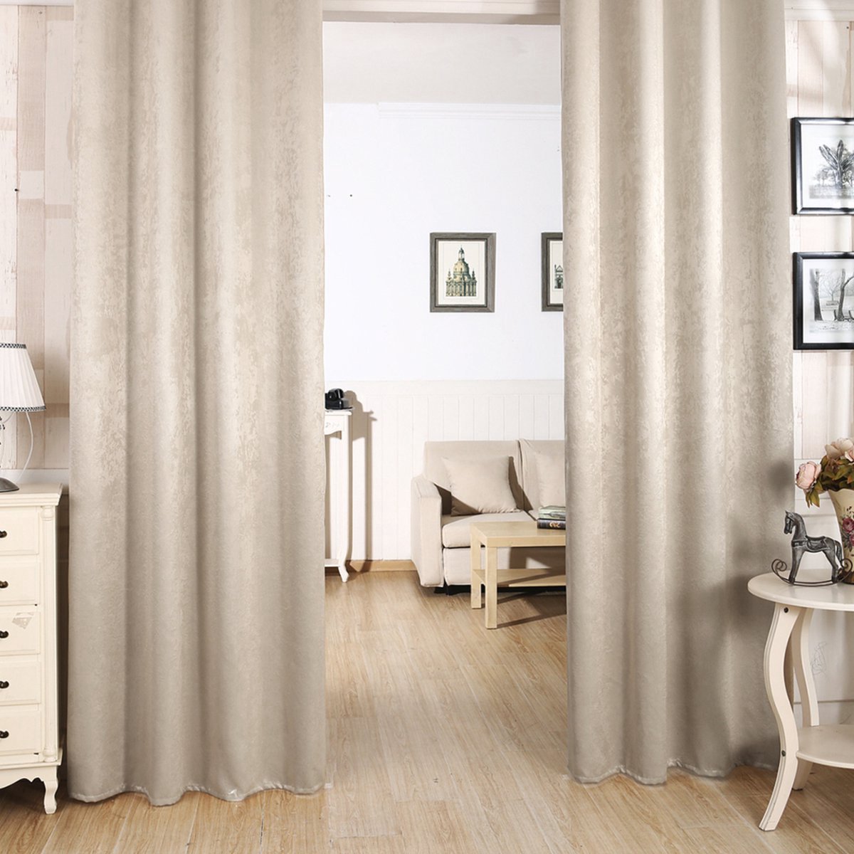 Bolt Edge Gordijnen Set - Verduisterend - Beige - 135x175cm - Met plooiband - Fluweel