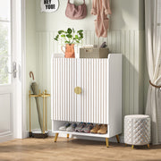 Schoenenkast Nero met deuren - Wit - Schoenenrek - 110cm - 6 laags - Houten opbergkast