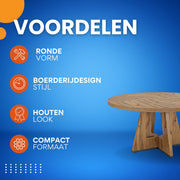 Ronde Eettafel Zenia - Voor 4 personen - 120cm - Voor Keuken of eetkamer - Bruin