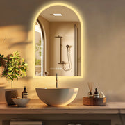 Badkamerspiegel gebogen - Touchpad - Met verwarming en LED verlichting - Bluetooth en muziek - Geen condens - Spiegel voor badkamer - 60x90cm