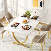 Moderne eetkamertafel Opulence - Woonkamer -Marmerlook Blad - 160cm