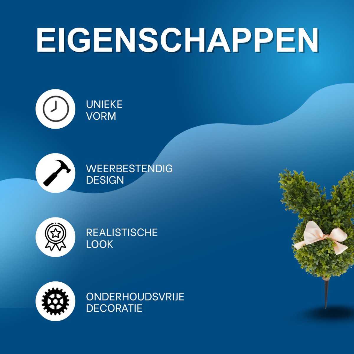 Kunstplant konijnvorm - Voor Binnen en Buiten / Decoratie - Konijnvormige Buchsbaum Kunstplant - Plastic / Groen - 50cm