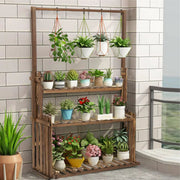 Houten plantenstandaard - 3 lagen - Bloemenrek - Bonsai plantenrek - Voor binnen & buitengebruik
