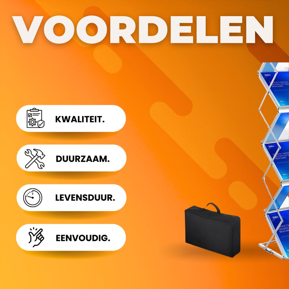 Opvouwbare Tijdschriftenrek - Zilver Aluminium - Tijdschriftenhouder - Lectuurbak - 26x36x152cm - 6 Vakken - Met Draagtas - Dubbelzijdig
