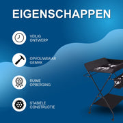 Babyverschoontafel – Verzorgingstafel - Opvouwbaar voor kinderkamer – Stabiel en veilig met opbergruimte – Max. draagvermogen 15 kg – Zwart - Met wielen