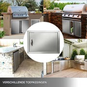 Tuinkastdeur RVS - Indoor/Outdoor - BBQ Kastdeur - Duurzaam - Met Magneetblok