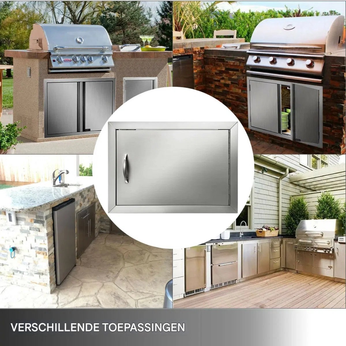 Tuinkastdeur RVS - Indoor/Outdoor - BBQ Kastdeur - Duurzaam - Met Magneetblok