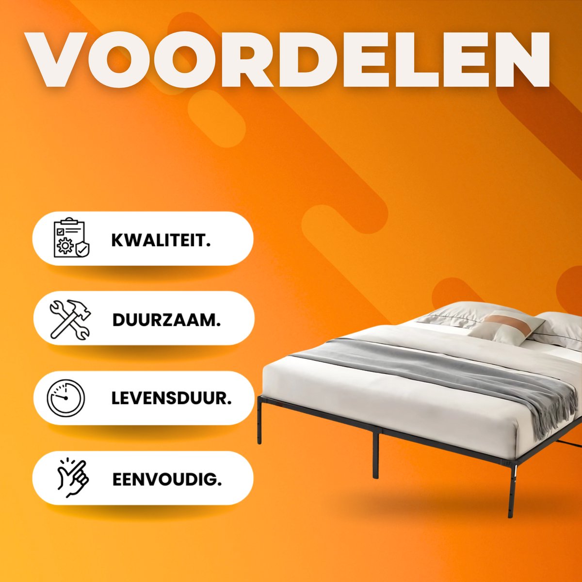 Zwart Stalen Platformbed met Lattenbodem – 680 kg Draagvermogen – Met Opbergruimte Onder Bed