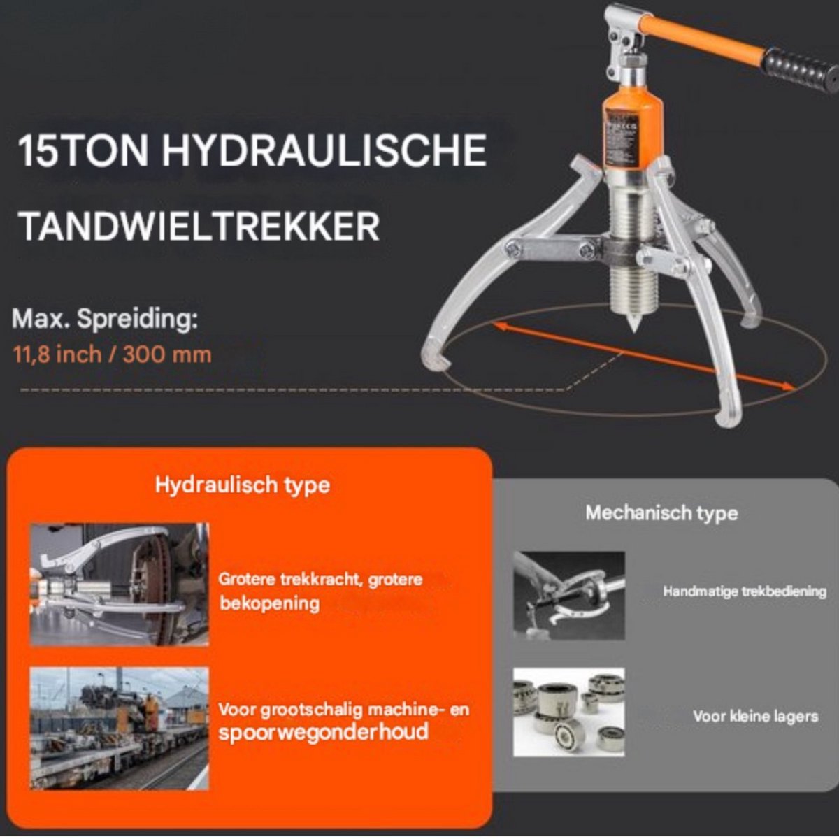 Lagertrekker Gereedschap set PRO - Poelietrekker - 15T Hydraulisch - Twee/Drie Klauw Trekkerset