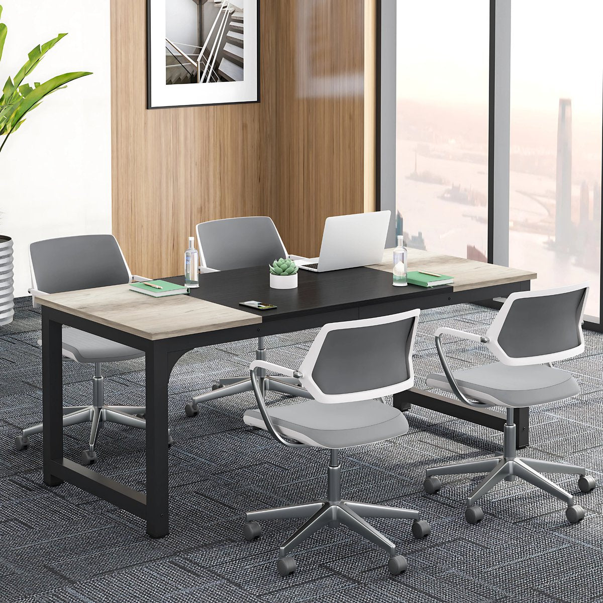 Bureau - Computerbureau - Lange bureau - Vergadertafel - Voor thuis of kantoor - Grijs