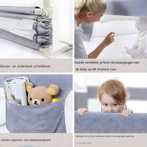 Baby Bedhek - Bedhekje - Bedrail - Uitvalbescherming - Voor bed - Veiligheidsbescherming & Bed Barrière - Grijs - 200 x 100 cm