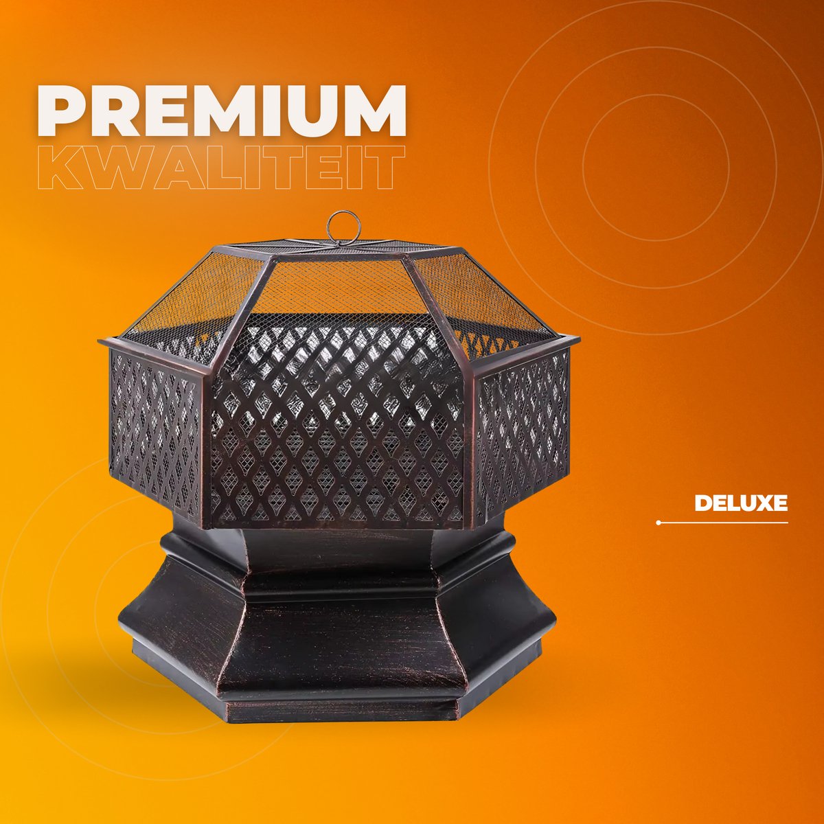 Tuinbarbecue - Vuurkorf - Vuurschaal - Terrashaard - Rookbarbecue - Voor Buiten BBQ - Stalen Kopsapparaat met Brandvertragende Gaasafdekking - 71 cm