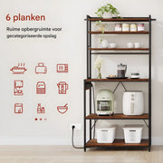 Opbergkast - Keuken orginazer - Wandkast - Voor keuken / woonkamer – Met stopcontact – Rustic brown - Maat XL