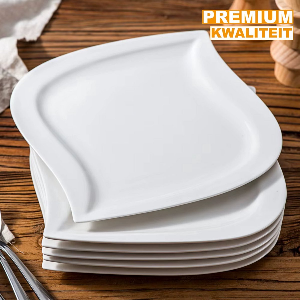 Sovereign Bordenset Fioren 6 persoons – Wit Keramisch – Eetborden – Breakfast Plates