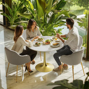 78 cm Hoge Vrije Tijd Ronde Keuken Eettafel - Gesinterde Stenen Top en Voetstuk Base - Bistro Tafel