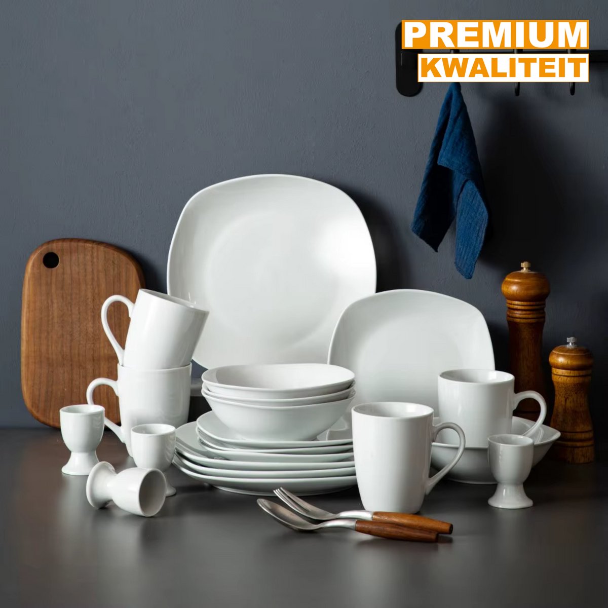 Refined Dinerborden – 20 delig- 4 persoons – Wit Keramisch – Dinerborden – Breakfast Plates