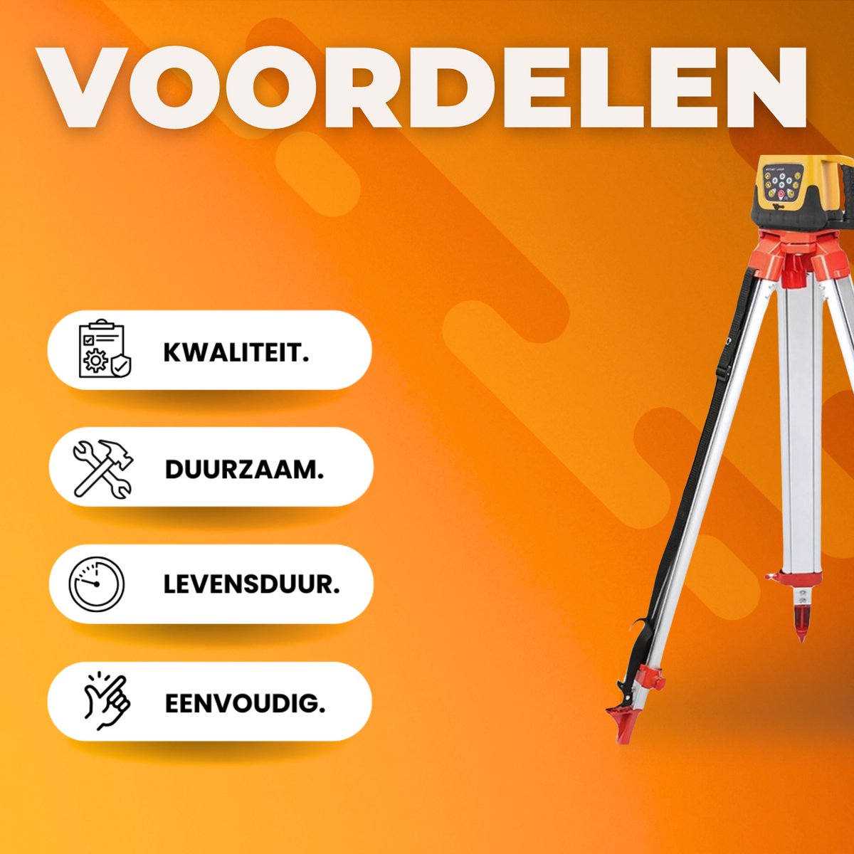 Kruislijnlaser met groot statief - Staand - 360 graden - Zelfnivellerende Laserwaterpas - 100 tot 165cm