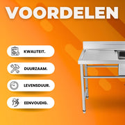 Vrijstaande Gootsteen - Spoelbak - Keukeneiland verplaatsbaar - Keuken - Horeca - RVS - Keukenbar
