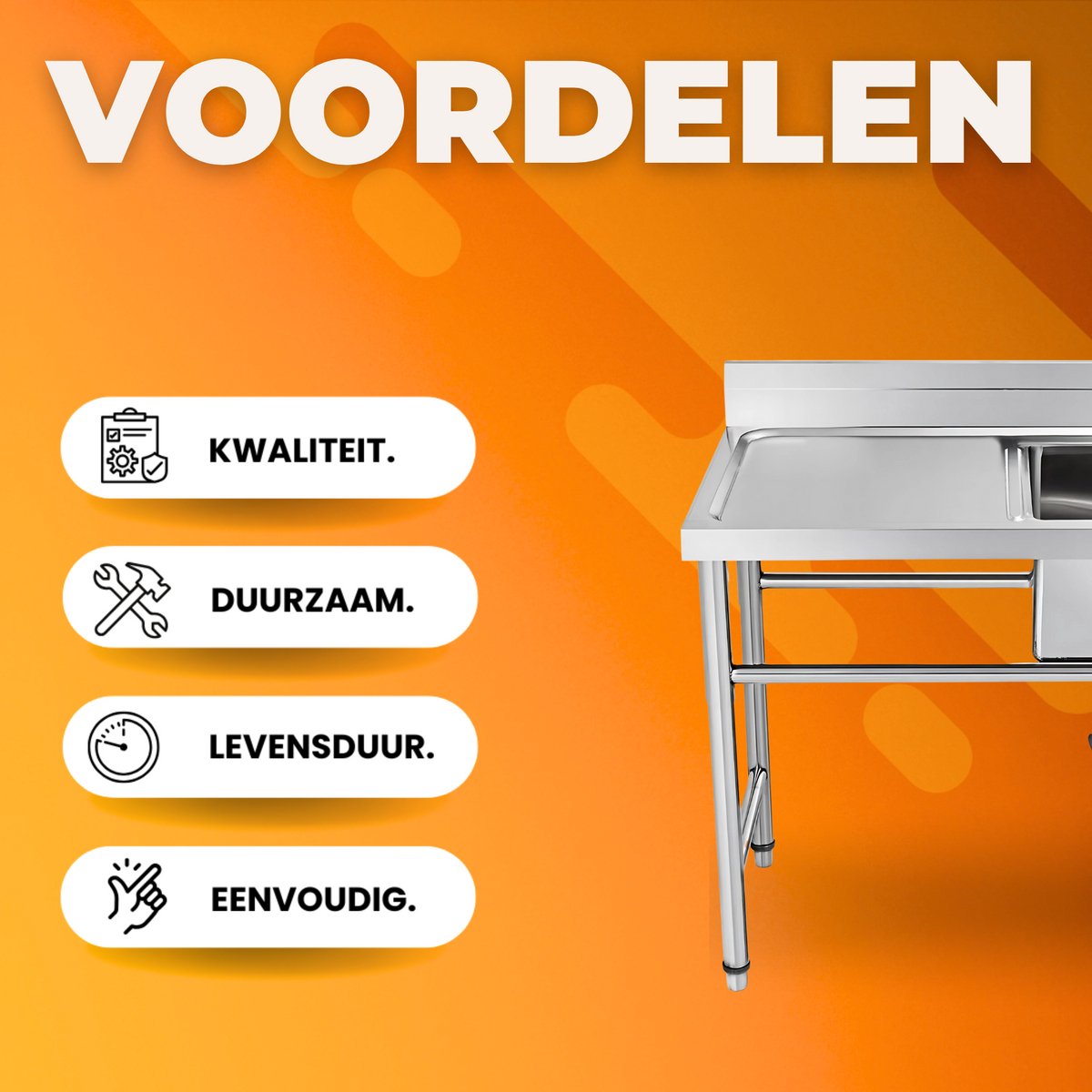 Vrijstaande Gootsteen - Spoelbak - Keukeneiland verplaatsbaar - Keuken - Horeca - RVS - Keukenbar