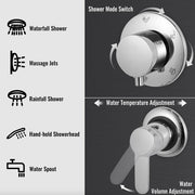Happyment Compleet Douchesysteem - Doucheset - Mat Zwarte Hoofddouche en Handdouche - Massage Douche - Vierkante Regendouche voor Badkamer - 3 Douche Koppen
