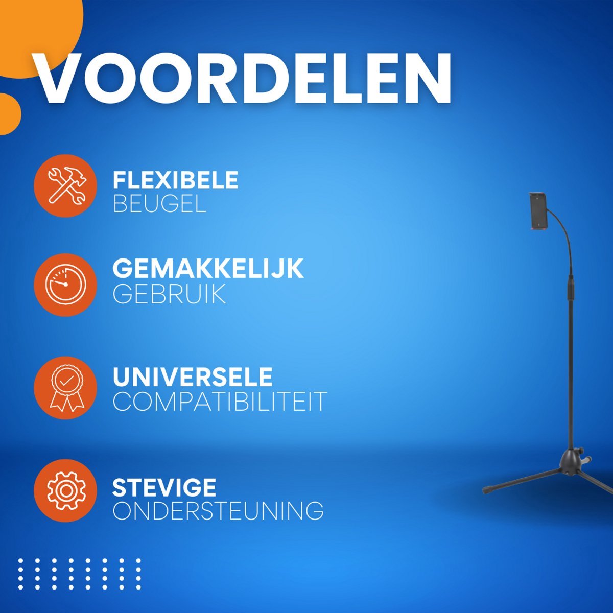 Vloerstandaard Vaylen - voor tablet en telefoon - Statief 4,7"-10" inch - Flexibele beugel standaard