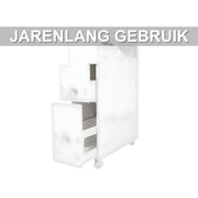 Badkamerkast - Opbergkast - Badkamermeubel - Voor smalle badkamers - Op wieltjes - Wit - 53*19,5*75 cm