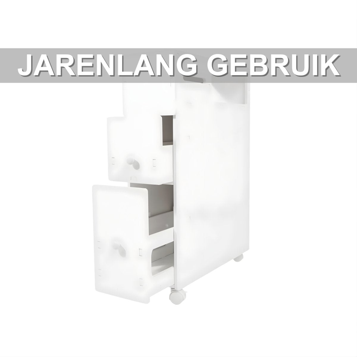 Badkamerkast - Opbergkast - Badkamermeubel - Voor smalle badkamers - Op wieltjes - Wit - 53*19,5*75 cm