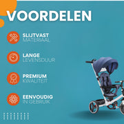 Baby driewieler Zyrell - 6-in-1 - Voor kinderen - Duwfiets met duwstang - Babyfiets - Loopfiets - Peuterfiets - Blauw