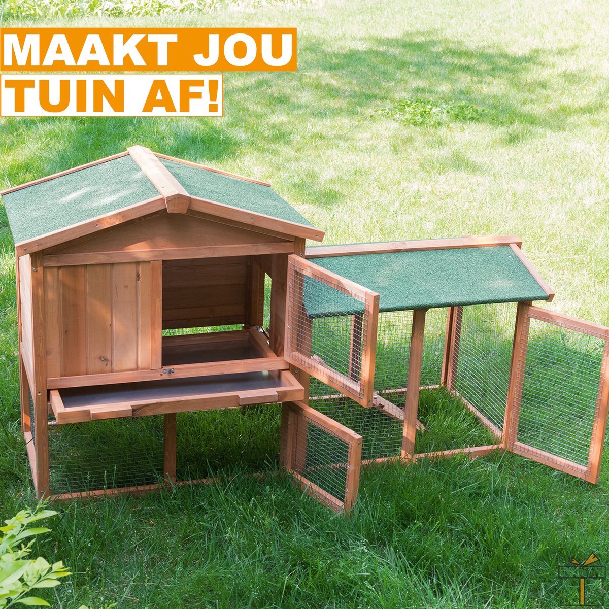 Bolt Edge Konijnenhok - Hout - Binnen & buiten - 2 verdiepingen