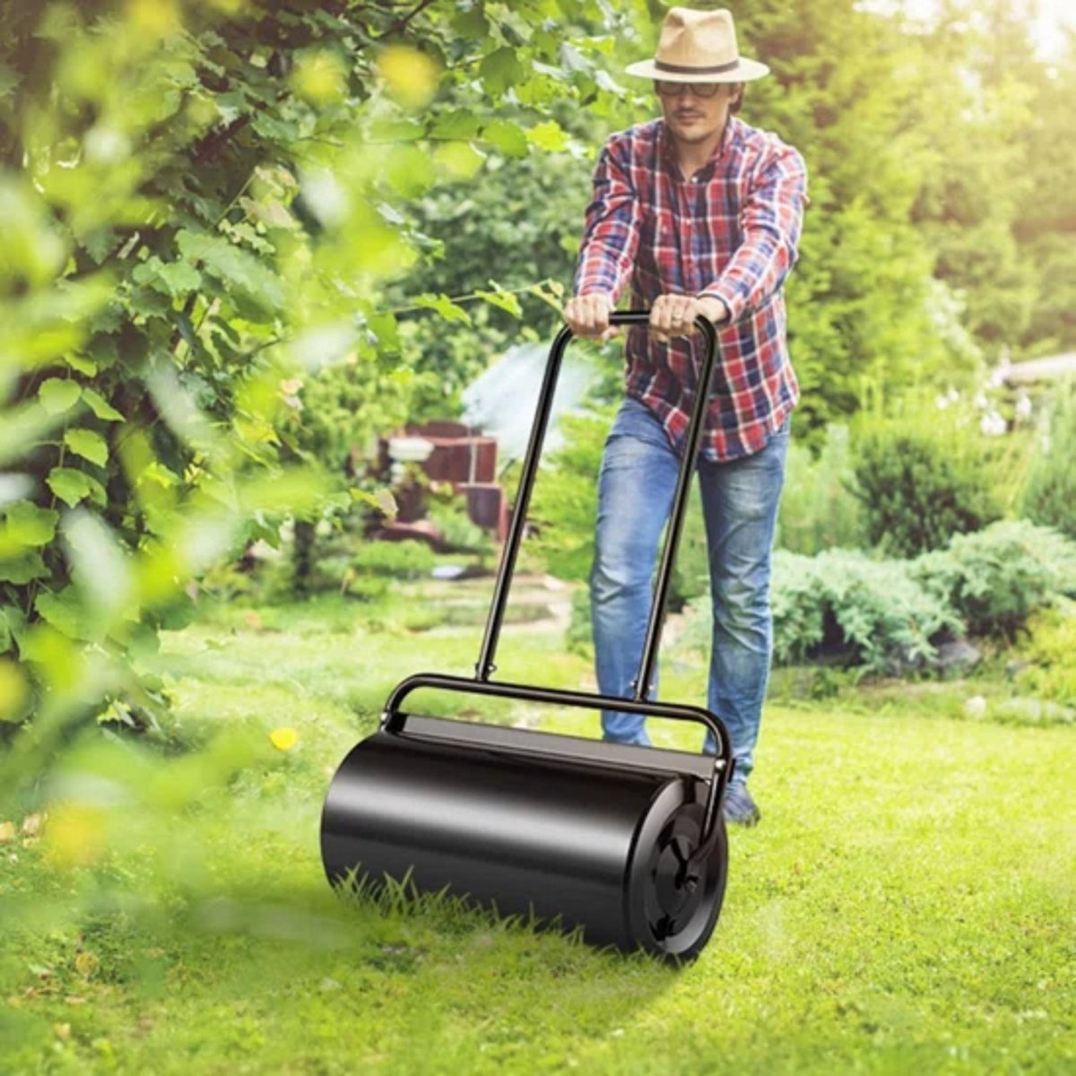 Gazonroller - Grasroller Handmatig - 70x32x113 cm - 46L - Voor Grasverzorging